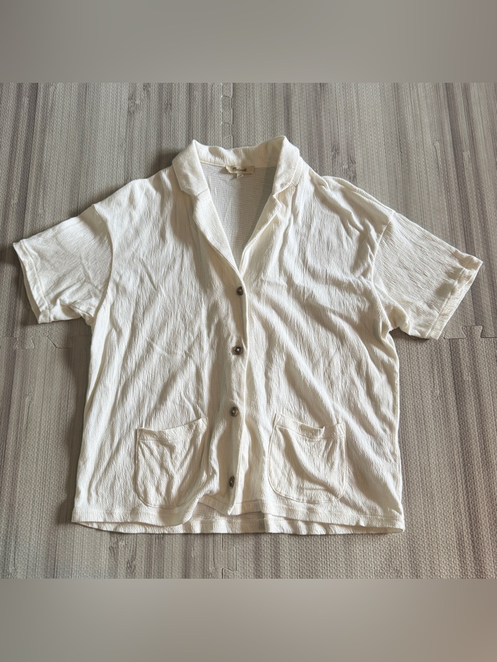 Madewell Women's‎ White Knit Lightspun Camp Shirt